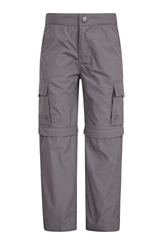 Mountain Warehouse Active Zip-Off-Kinderhose - Schrumpf- und lichtbeständige Wanderhose, schnell trocknende Cargohose für Jungen und Mädchen - für Camping, Reisen Dunkelgrau 5-6 Jahre von Mountain Warehouse