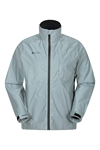 Mountain Warehouse Adrenaline Iso Viz Herren-Sportjacke - Fahrradjacke, reflektierende, wasserdichte und atmungsaktive Unisex-Outdoor-Regenjacke zum Laufen und Wandern Silber 3XL von Mountain Warehouse