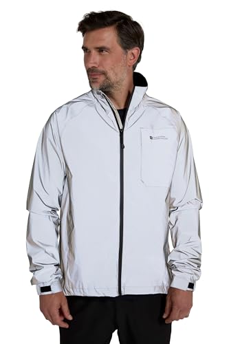 Mountain Warehouse Adrenaline Iso Viz Herren-Sportjacke - Fahrradjacke, reflektierende, wasserdichte und atmungsaktive Unisex-Outdoor-Regenjacke zum Laufen und Wandern Silber Medium von Mountain Warehouse