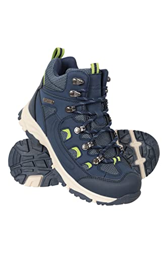Mountain Warehouse Adventurer wasserdichte Kinderstiefel - IsoDry Schuhe mit Synthetik-Obermaterial, Fersen- und Zehenschutz - zum Wandern, Trekking und für Outdoor Blau Kinder-Schuhgröße 36 DE von Mountain Warehouse