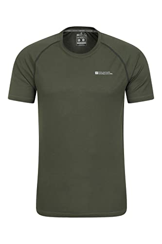 Mountain Warehouse Aero II Kurzarm-Top für Herren – leichtes T-Shirt, atmungsaktives Top – für Fitness, Sport, Outdoor Dunkel Khaki XXL von Mountain Warehouse