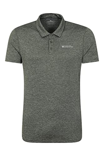 Mountain Warehouse Agra Herren-Polo-T-Shirt mit Streifen - T-Shirt mit UV-Schutz, schweißableitendes Herbst Winteroberteil, leichtes, Freizeit-T-Shirt - Zum Wandern im Herbst Khaki S von Mountain Warehouse