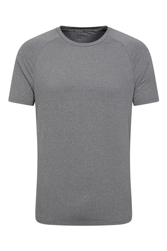 Mountain Warehouse Agra Melange-T-Shirt für Herren - leichtes Oberteil, bequem, Rundhals-T-Shirt, schnell trocknend mit UV-Schutz - für Reisen und zum Wandern, Herbst Schwarz M von Mountain Warehouse