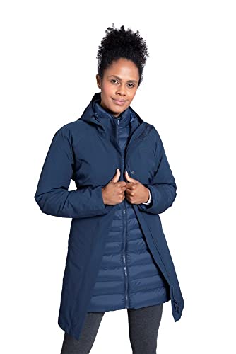 Mountain Warehouse Alaskan 3-in-1 Damen Winter Mantel - Lange, wasserdichte Winterjacke, Warme Steppjacke Innenjacke mit Reißverschluss & Kapuze Marineblau 32 von Mountain Warehouse