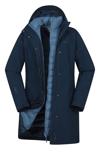 Mountain Warehouse Alaskan 3-in-1 Damen Winter Mantel - Lange, wasserdichte Winterjacke, Warme Steppjacke Innenjacke mit Reißverschluss & Kapuze Dunkel Blau Damengröße EU 40 von Mountain Warehouse