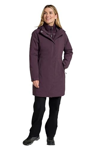 Mountain Warehouse Alaskan 3-in-1 Damen Winter Mantel - Lange, wasserdichte Winterjacke, Warme Steppjacke Innenjacke mit Reißverschluss & Kapuze Dunkel Lila Damengröße EU 38 von Mountain Warehouse