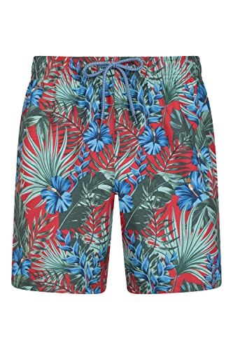 Mountain Warehouse Aruba Badeshorts für Herren, Badehose, leichte Boardshorts Strandshorts mit verstellbarem Kordelzug, Netzeinsatz - Für Urlaub & Pool Rot S von Mountain Warehouse