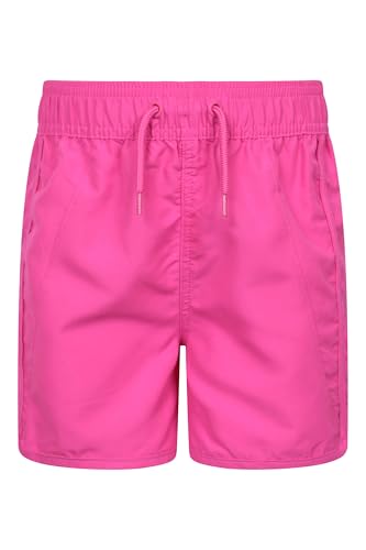Mountain Warehouse Aruba-Kinderbadehose - leichte Strandhose, Mädchen/Jungen, Kurze Hose mit Netzfutter, elastische Taille – für die Ferien Intensiv Pink Kinder 128 EU (7-8 Jahre) von Mountain Warehouse