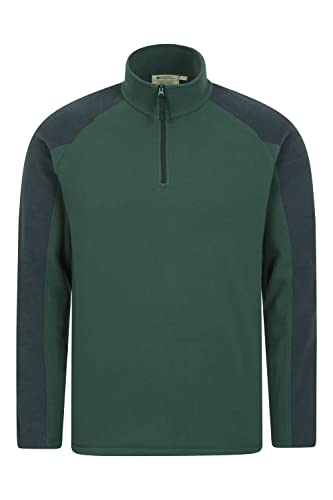 Mountain Warehouse Ashbourne Herren-Fleecepullover - Fleece-Sweater aus Microfleece für Herren, Anti-Fussel-Midlayer, Warm - Ideal für Outdoor, Winter, Sport, Wandern Dunkel Khaki 4XL von Mountain Warehouse