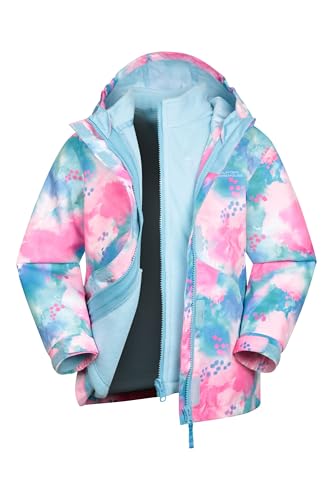 Mountain Warehouse Atom 3-in-1 wasserdichte Kinderjacke - Regenjacke mit versiegelten Nähten - abnehmbare Kapuze - Stretch-Bündchen, Mikrofleece Blau Kinder 152 EU (11-12 Jahre) von Mountain Warehouse