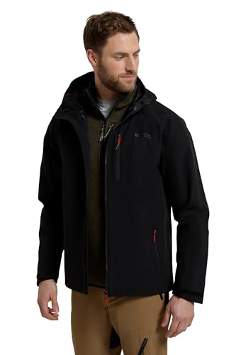 Mountain Warehouse Bachill Wasserfeste Herrenjacke - Trenchcoat, Kapuze und Saum verstellbar, atmungsaktiv, Sicherheitstaschen, Freizeitjacke - Für Winter, Reisen Schwarz XXL von Mountain Warehouse