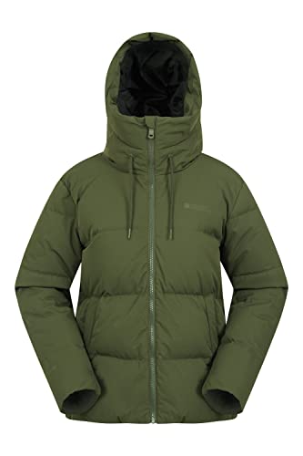 Mountain Warehouse Bequeme Damenjacke mit Daunenfüllung - wasserabweisende Winterjacke, Daunenbauschkraft 600, warme Pufferjacke - für Winterreisen & Alltag Khaki 40 von Mountain Warehouse