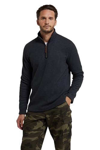 Mountain Warehouse Beta Contrast Herrenoberteil mit RV am Hals - Pullover mit halben RV, geklebtes Fleece-Sweatshirt, warm, gemütlich - zum Spazieren, Reisen, Wandern, Herbst Kohle Medium von Mountain Warehouse