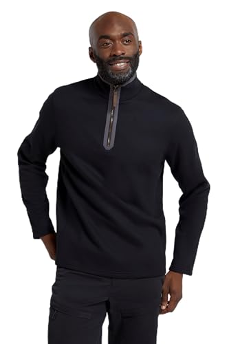 Mountain Warehouse Beta Contrast Herrenoberteil mit RV am Hals - Pullover mit halben RV, geklebtes Fleece-Sweatshirt, warm, gemütlich - zum Spazieren, Reisen, Wandern, Herbst Schwarz 3X-Large von Mountain Warehouse