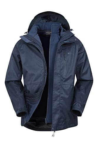 Mountain Warehouse Bracken 3-in-1 wasserdichte Outdoor-Herren-Jacke - wasserabweisende Laufjacke und Arbeitsjacke bei Regen für Herren, Camping-Jacke für Herren Blau S von Mountain Warehouse