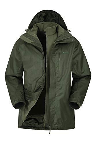 Mountain Warehouse Bracken 3-in-1 wasserdichte Outdoor-Herren-Jacke - wasserabweisende Laufjacke und Arbeitsjacke bei Regen für Herren, Camping-Jacke für Herren Grün XS von Mountain Warehouse