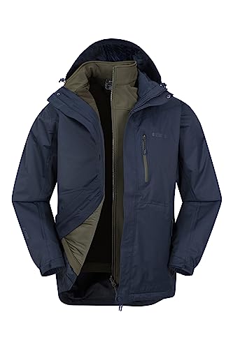 Mountain Warehouse Bracken 3-in-1 wasserdichte Outdoor-Herren-Jacke - wasserabweisende Laufjacke und Arbeitsjacke bei Regen für Herren, Camping-Jacke für Herren Indigo 3XL von Mountain Warehouse