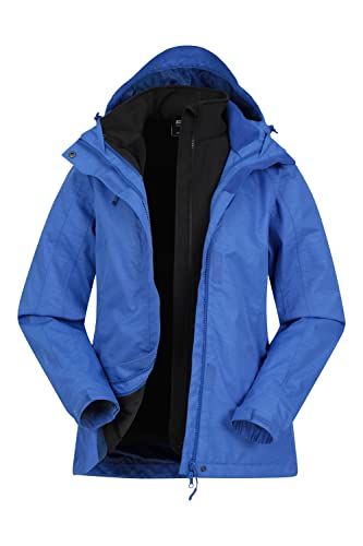 Mountain Warehouse Bracken Extreme Wasserdichte 3-in-1-Damenjacke - Atmungsaktive Regenjacke, Thermo-Funktionsjacke, mit abnehmbarer Kapuze - Für Winter & Wandern Blau 36 von Mountain Warehouse