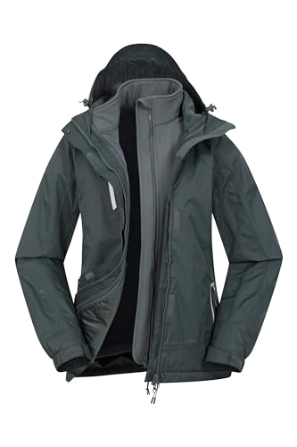 Mountain Warehouse Bracken Melange 3-in-1 Jacke für Damen - Wasserdichte Damen-Outdoorjacke, Thermo-Funktionsjacke, atmungsaktiv, abnehmbare Kapuze, verstellbar - Winter Khaki 38 von Mountain Warehouse