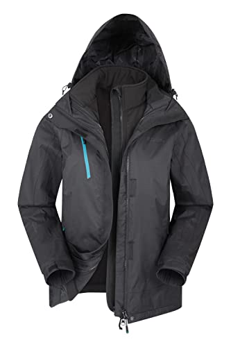 Mountain Warehouse Bracken Melange 3-in-1 Jacke für Damen - Wasserdichte Damen-Outdoorjacke, Thermo-Funktionsjacke, atmungsaktiv, abnehmbare Kapuze, verstellbar - Winter Schwarz Jet 34 von Mountain Warehouse