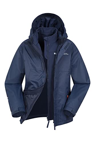 Mountain Warehouse Bracken Wasserfeste 3 in 1 Kinder Winterjacke, warmer Fleecejacke, Regenjacke, Jungen, Mädchen, Funktionsjacke, Doppeljacke, Übergangsjacke, Winter Marineblau 11-12 Jahre von Mountain Warehouse