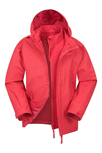 Mountain Warehouse Bracken Wasserfeste 3 in 1 Kinder Winterjacke, warmer Fleecejacke, Regenjacke, Jungen, Mädchen, Funktionsjacke, Doppeljacke, Übergangsjacke, Winter Rot 11-12 Jahre von Mountain Warehouse