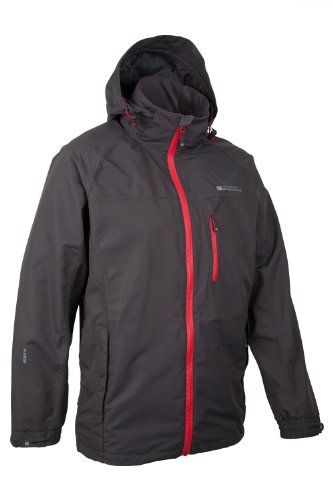 Mountain Warehouse Brisk Extreme wasserdichte Herrenjacke – verstellbare ärmelbündchen/Kapuze, Regen-/Herbstjacke, versiegelte Nähte, atmungsaktiv - zum Campen, Reisen Dunkelgrau XL von Mountain Warehouse