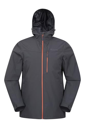 Mountain Warehouse Brisk Extreme wasserdichte Herrenjacke – verstellbare ärmelbündchen/Kapuze, Regen-/Herbstjacke, versiegelte Nähte, atmungsaktiv - zum Campen, Reisen Dunkel Grau X-Large von Mountain Warehouse