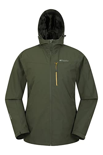 Mountain Warehouse Brisk Extreme wasserdichte Herrenjacke – verstellbare ärmelbündchen/Kapuze, Regen-/Herbstjacke, versiegelte Nähte, atmungsaktiv - zum Campen, Reisen Grün M von Mountain Warehouse