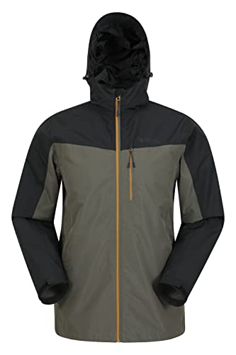 Mountain Warehouse Brisk Extreme wasserdichte Herrenjacke – verstellbare ärmelbündchen/Kapuze, Regen-/Herbstjacke, versiegelte Nähte, atmungsaktiv - zum Campen, Reisen Khaki M von Mountain Warehouse