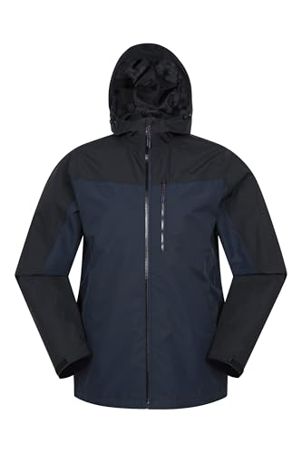Mountain Warehouse Brisk Extreme wasserdichte Herrenjacke – verstellbare ärmelbündchen/Kapuze, Regen-/Herbstjacke, versiegelte Nähte, atmungsaktiv - zum Campen, Reisen Marine 2X-Large von Mountain Warehouse