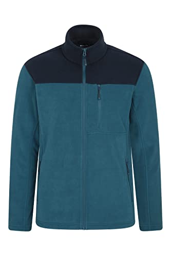 Mountain Warehouse Buchanan Fleece Für Herren - Wasserfeste Allwetterjacke, schnelltrocknend, atmungsaktiver Herrenmantel, Brusttasche, winter zweifarbiges Blau XS von Mountain Warehouse