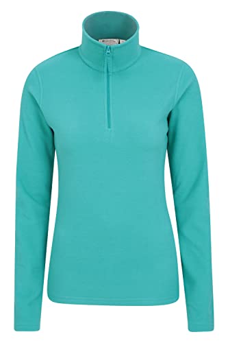 Mountain Warehouse Camber Fleece-Pullover für Damen - Warmer Damen-Pullover aus Baumwolle für den Winter mit Reisverschluss am Kragen, Outdoor-Pullover für Winter Blaugrün Large von Mountain Warehouse