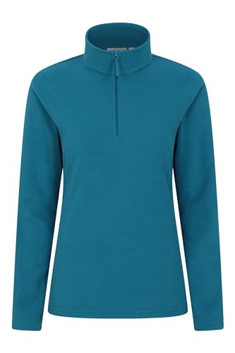 Mountain Warehouse Camber Fleece-Pullover für Damen - Warmer Damen-Pullover aus Baumwolle für den Winter mit Reisverschluss am Kragen, Outdoor-Pullover für Winter Dunkelblaugrün Large von Mountain Warehouse