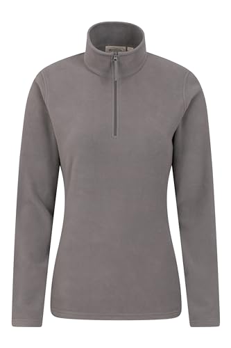 Mountain Warehouse Camber Fleece-Pullover für Damen - Warmer Damen-Pullover aus Baumwolle für den Winter mit Reisverschluss am Kragen, Outdoor-Pullover für Winter Dunkelgrau Large von Mountain Warehouse