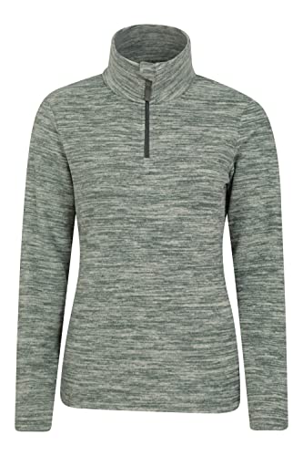 Mountain Warehouse Camber Fleece-Pullover für Damen - Warmer Damen-Pullover aus Baumwolle für den Winter mit Reisverschluss am Kragen, Outdoor-Pullover für Winter Khaki Large von Mountain Warehouse