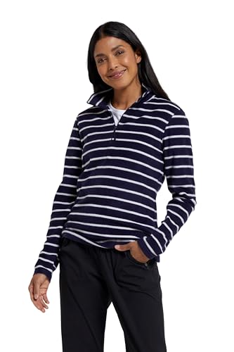 Mountain Warehouse Camber Fleece-Pullover für Damen - Warmer Damen-Pullover aus Baumwolle für den Winter mit Reisverschluss am Kragen, Outdoor-Pullover für Winter Marineblau Large von Mountain Warehouse