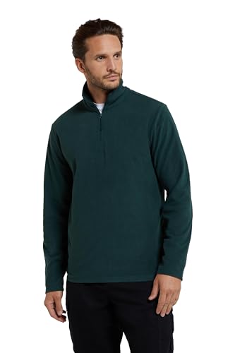 Mountain Warehouse Camber II Mens Half-Zip Fleece - Microfleece Sweatshirt Everyday Wear - Herbst Winter, Outdoor, Reisen & Wandern Dunkel Grün 4X-Large von Mountain Warehouse
