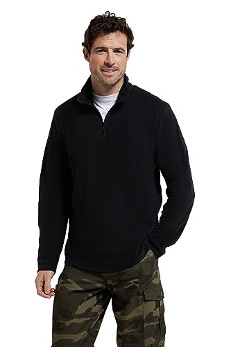 Mountain Warehouse Camber II Mens Half-Zip Fleece - Microfleece Sweatshirt Everyday Wear - Herbst Winter, Outdoor, Reisen & Wandern Schwarz 4X-Large von Mountain Warehouse