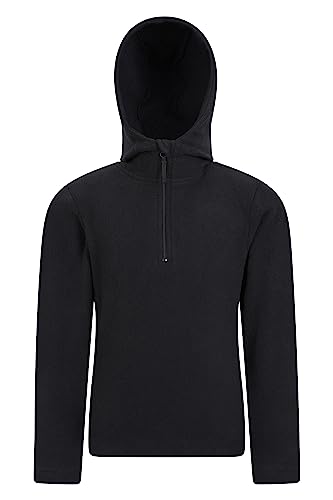 Mountain Warehouse Camber Microfleece-Kapuzenpullover für Kinder – atmungsaktive Jacke, schnell trocknend, Winter Schwarz Jet 9-10 Jahre von Mountain Warehouse