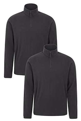 Mountain Warehouse Camber Microfleece-Pullover Herren - atmungsaktives Multifunktions-Shirt und Outdoor-Oberteil für Herren, Warmer Fleece-Pullover für Herren Schwarz 3XL von Mountain Warehouse