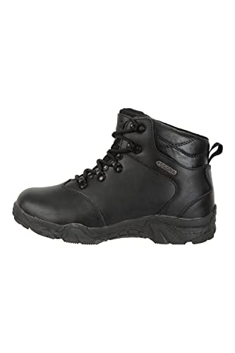 Mountain Warehouse Canyon Wasserfeste Stiefel für Kinder - Atmungsaktive Kinderwanderschuhe, wasserfest, Allwetterschuhe mit Vibram-Laufsohle, Wanderschuhe aus Leder Schwarz 35 von Mountain Warehouse