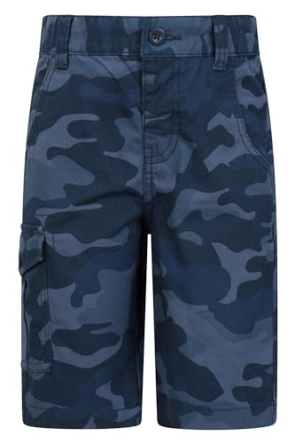 Mountain Warehouse Cargoshorts für Kinder - Kurze Hose aus 100% Baumwolle, Verstellbarer Bund, weiche Herbst Wintershorts, pflegeleicht - Für Camping, Reisen Marineblau 11-12 Jahre von Mountain Warehouse