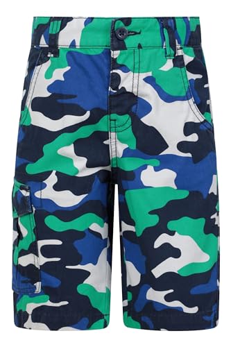 Mountain Warehouse Cargoshorts für Kinder - Kurze Hose aus 100% Baumwolle, Verstellbarer Bund, weiche Herbst Wintershorts, pflegeleicht - Für Camping, Reisen Intensiv Blau 11-12 Jahre von Mountain Warehouse