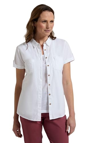Mountain Warehouse Coconut Kurzärmliges Damenhemd - Herbst Winter Oberteil, Hemd, 100% Baumwolle,atmungsaktive Bluse mit Netzfutter - Für Herbst und den Alltag Weiss Damengröße EU 38 von Mountain Warehouse