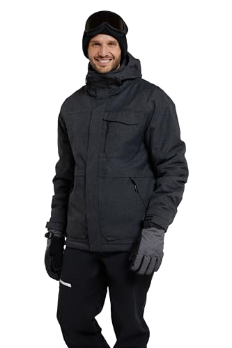 Mountain Warehouse Comet II wattierte, wasserdichte Skijacke für Herren, atmungsaktiv, versiegelte Nähte, mehrere Taschen, abnehmbarer Schneefang - ideal zum Skifahren Grau 4X-Large von Mountain Warehouse