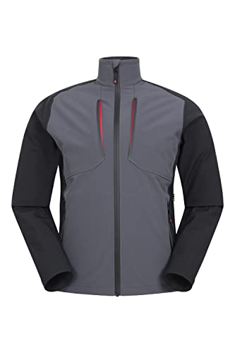 Mountain Warehouse Compass Explorer Softshell-Jacke für Herren - Atmungsaktive und wasserabweisende Regenjacke mit Reißverschlüssen unter den Armen Schwarz X-Small von Mountain Warehouse