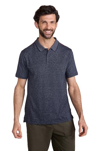 Mountain Warehouse Cordyline strukturiertes Polohemd für Herren - bequemes T-Shirt aus 100% Baumwolle mit UPF 50 - ideal für Herbst, Herbst Winter, Outdoor, Reise Marine X-Large von Mountain Warehouse