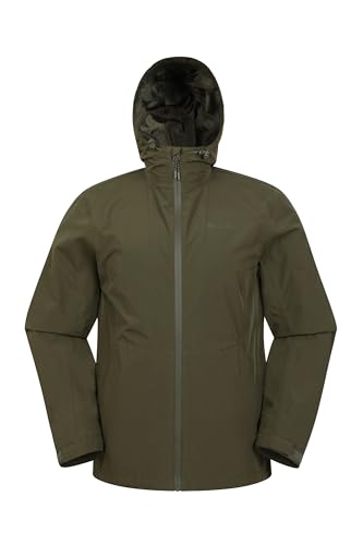 Mountain Warehouse Covert Wasserdichte Herren-Jacke – leichte Regenjacke, atmungsaktiver Mantel, versiegelte Nähte, verstellbare Kapuze – für Reisen, Trekking, Wandern Khaki XL von Mountain Warehouse