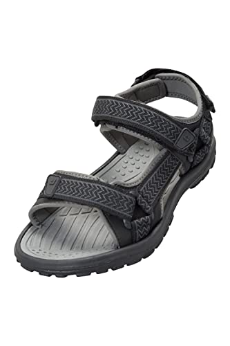 Mountain Warehouse Crete Sandalen für Herren - Strapazierfähig, robust, griffige Laufsohle, gepolstertes Fußbett, Neoprenfutter, Klettverschluss - Für Reisen im Herbst Grau 42 von Mountain Warehouse